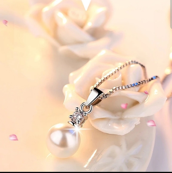 NEW 925 sterling silver Pearl necklace - Picture 3 of 7